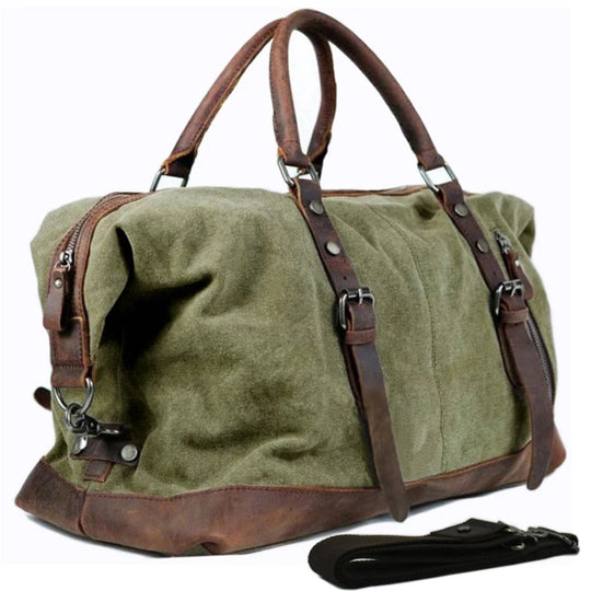 Vintage Canvas Leather Duffel Bag