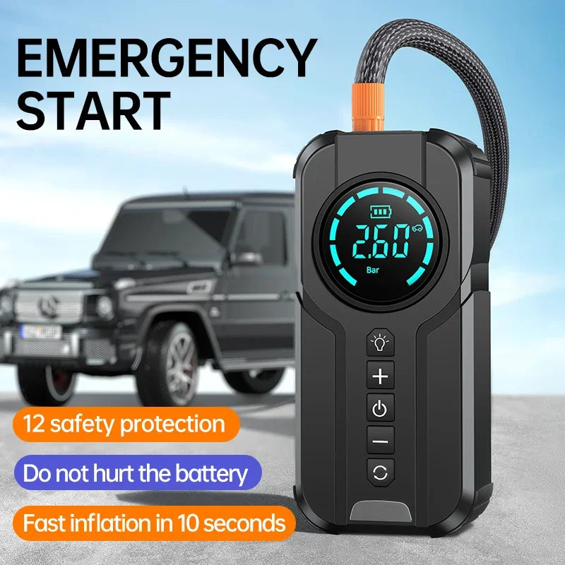 4-in-1 Multi-function Tool: Car Jump Starter, Air Pump, Power Bank, and Air Compressor