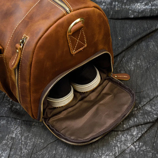 Leather Duffel With Shoe Pocket