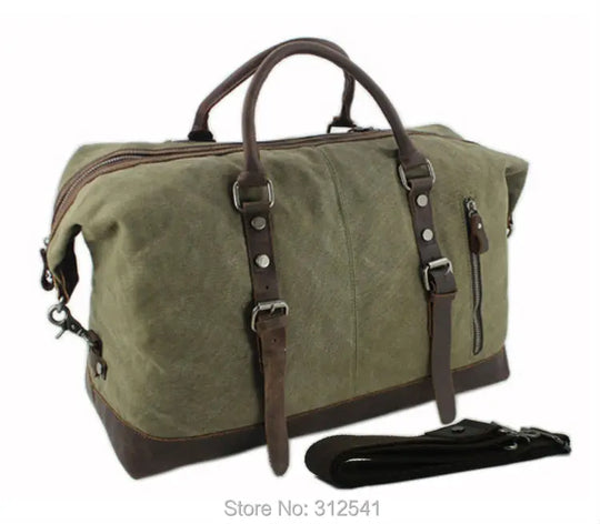 Vintage Canvas Leather Duffel Bag