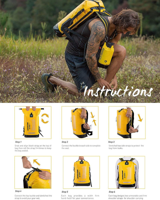 Professional Waterproof Dry Bag Backpack - Available in 20L, 30L, and 40L Sizes, Ideal for Kayaking and Water Activities