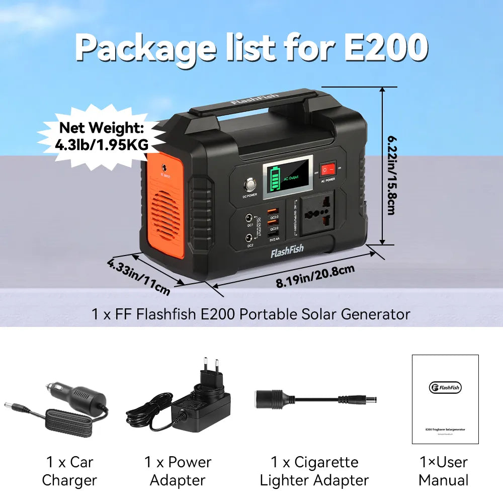 E200 Portable Power Station 200W Solar Generator