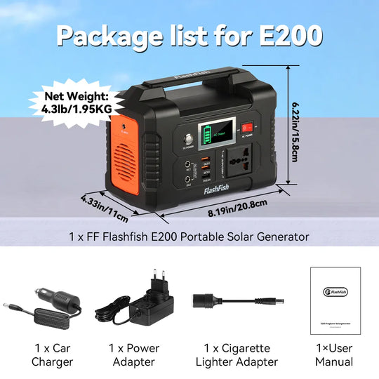 E200 Portable Power Station 200W Solar Generator