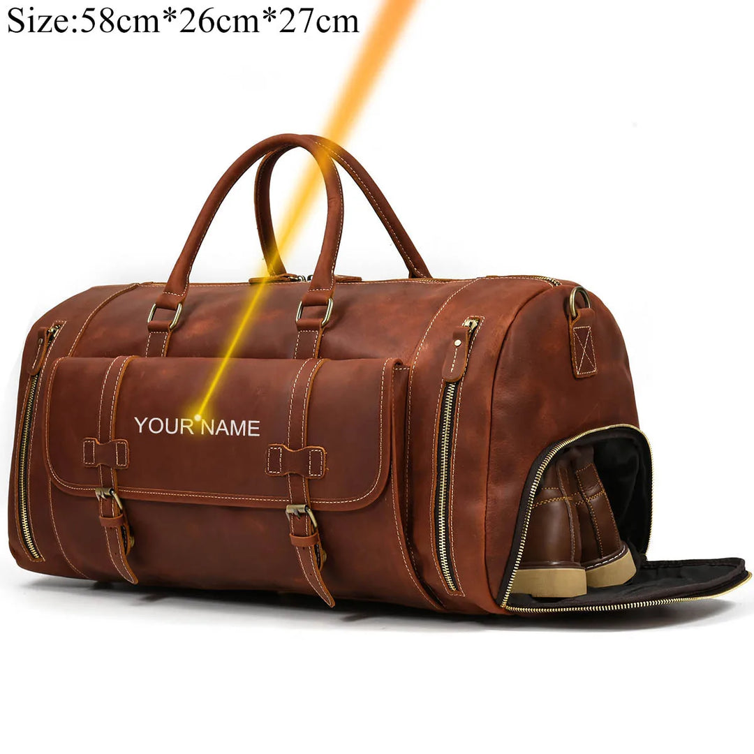 Leather Duffel With Shoe Pocket