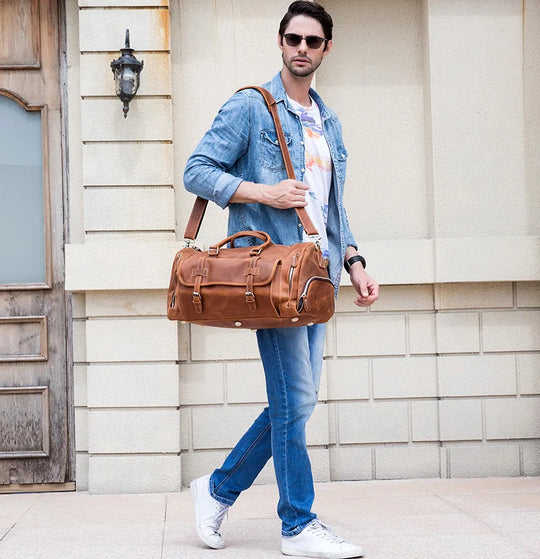 Leather Duffel With Shoe Pocket