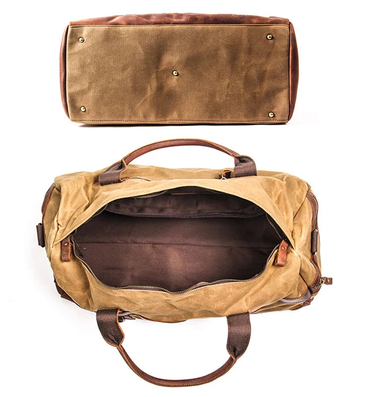 WaterProof Waxed Canvas Leather Duffel Bag