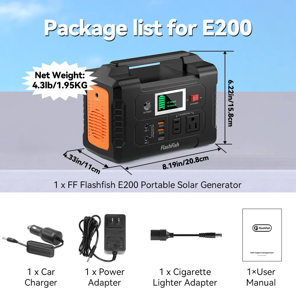 E200 Portable Power Station 200W Solar Generator