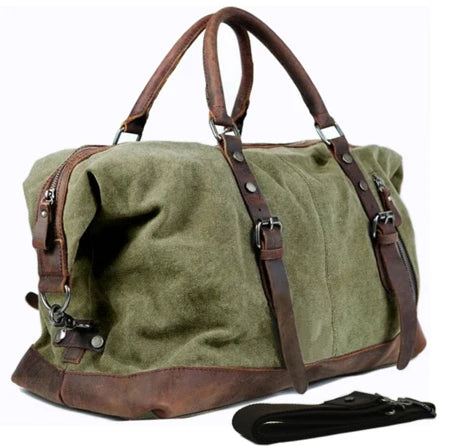 Vintage Canvas Leather Duffel Bag