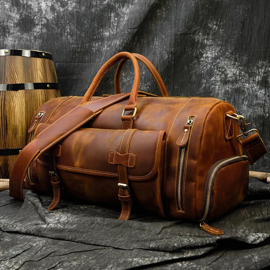 Leather Duffel With Shoe Pocket