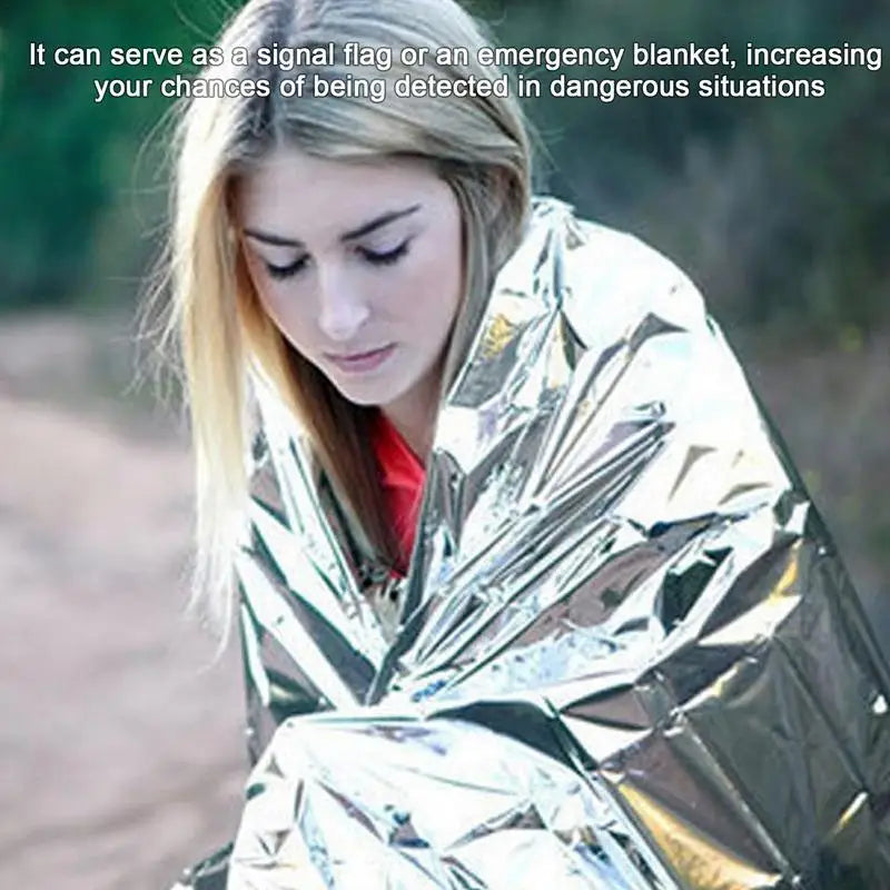 Outdoors Survival Blankets Aluminum Foil Thermal Blankets Survival Gear Hiking Essentials Survival Kits Space Blanket for Adults