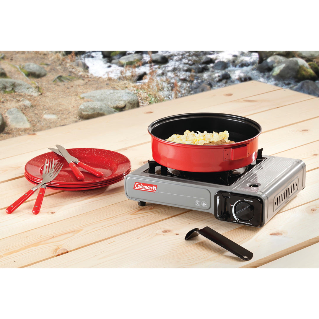 Portable Butane Gas Camping Stove - Single Burner, Gray