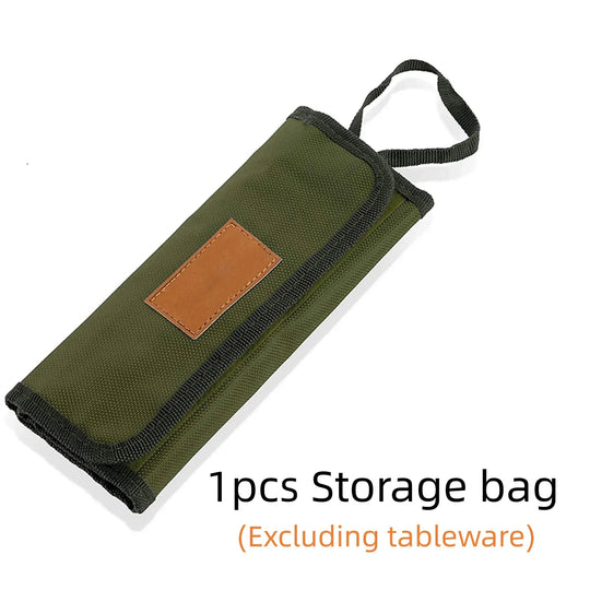 Outdoor Camping Cutlery Storage Bag Portable Roll Up Pouch Bag Cutlery Storage Water Resistant Case for Forks Spoons Chopstick