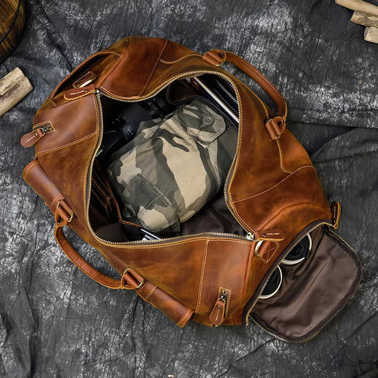 Leather Duffel With Shoe Pocket