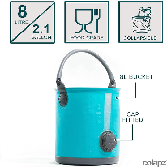 2-Gallon 2-in-1 Collapsible Camping Water Container with Spigot - Portable Water Jug and Bucket for Outdoor Activities - Essential Camping Water Dispenser