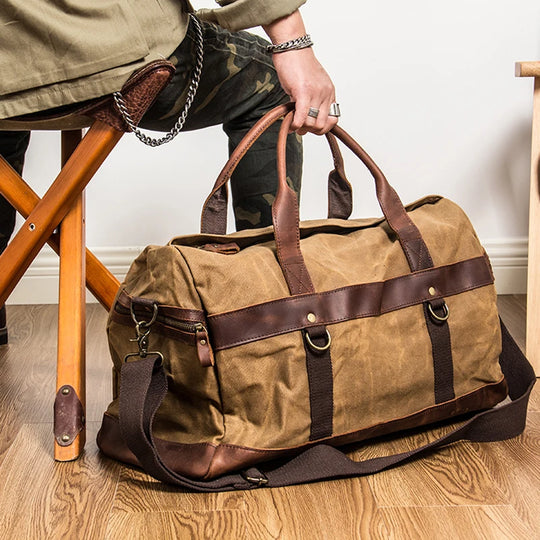 WaterProof Waxed Canvas Leather Duffel Bag