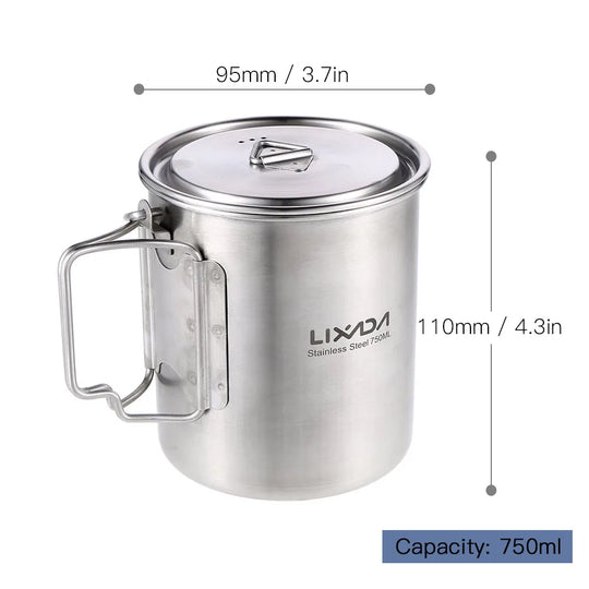 Lixada 750ml Stainless Steel Pot