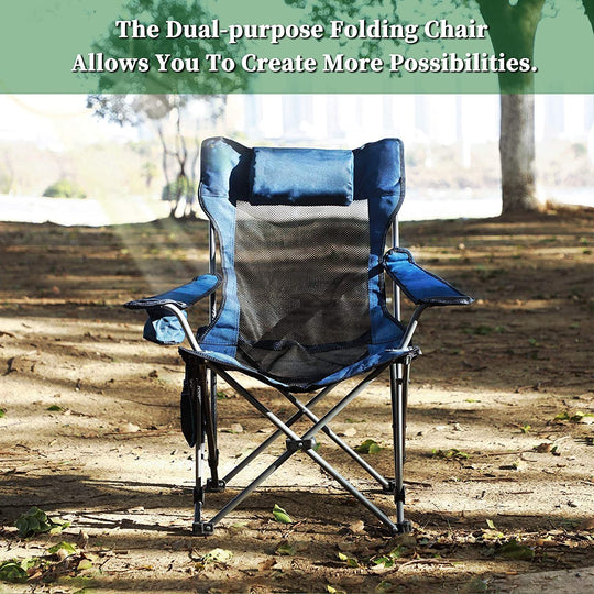 Deluxe Portable Reclining Camping Chair with Footrest, Headrest, and Storage Bag – Mesh Design, 330 lbs Weight Capacity