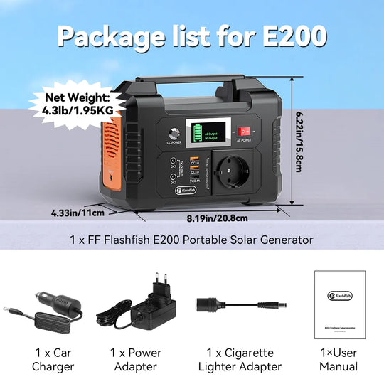 E200 Portable Power Station 200W Solar Generator