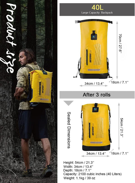 Professional Waterproof Dry Bag Backpack - Available in 20L, 30L, and 40L Sizes, Ideal for Kayaking and Water Activities