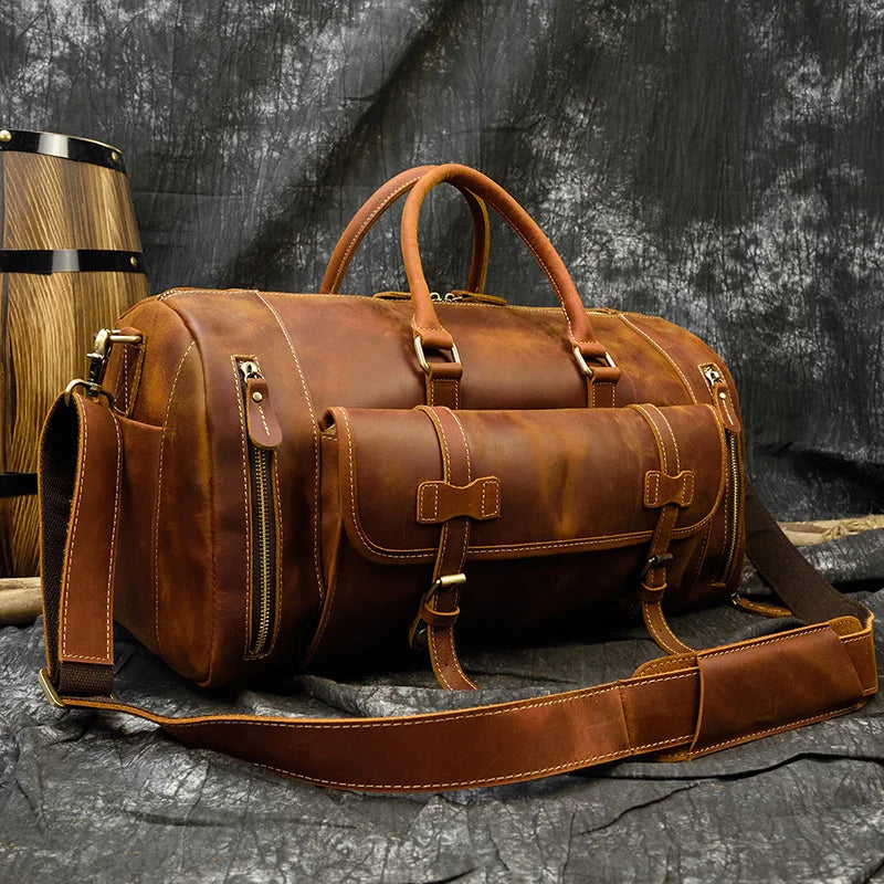 Leather Duffel With Shoe Pocket