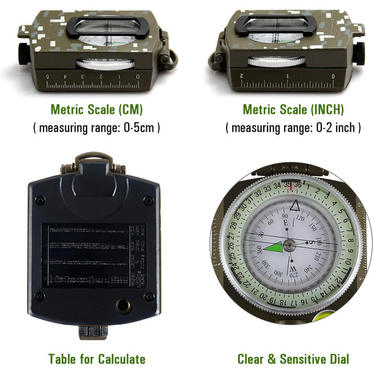 Professional Tactical Survival Military Compass With Lanyard Waterproof Impact Resistant Lensatic Sighting Compass for Hiking