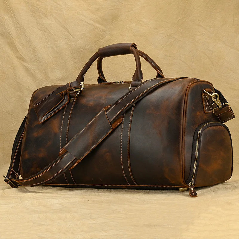 Leather Duffel With Shoe Pocket