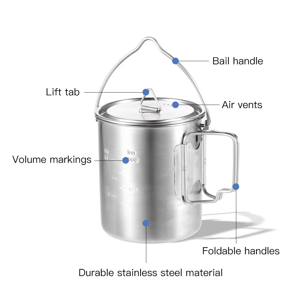 Lixada 750ml Stainless Steel Pot