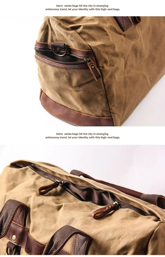 WaterProof Waxed Canvas Leather Duffel Bag