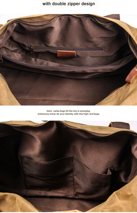 WaterProof Waxed Canvas Leather Duffel Bag