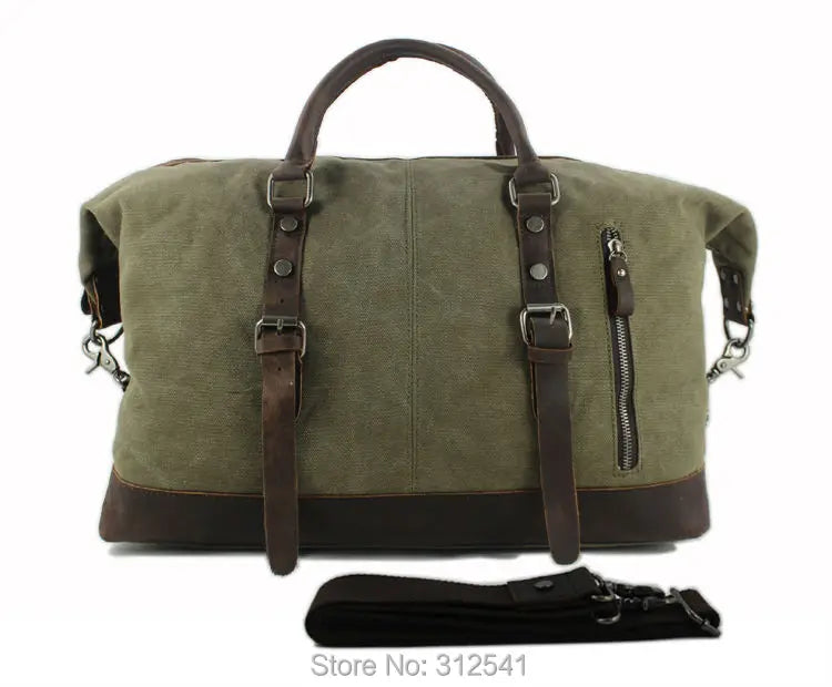 Vintage Canvas Leather Duffel Bag