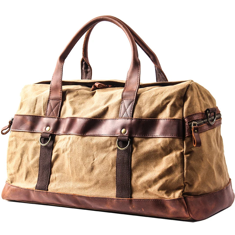 WaterProof Waxed Canvas Leather Duffel Bag