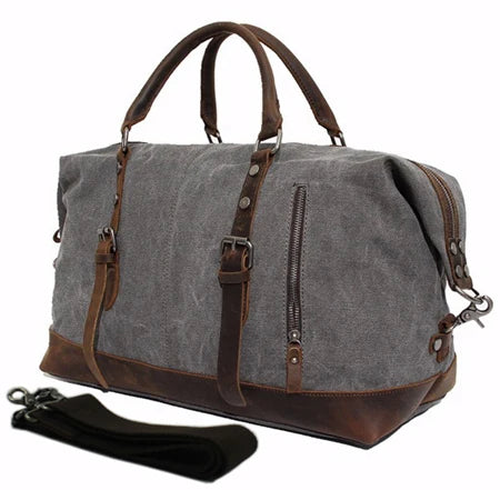 Vintage Canvas Leather Duffel Bag