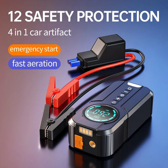 4-in-1 Multi-function Tool: Car Jump Starter, Air Pump, Power Bank, and Air Compressor