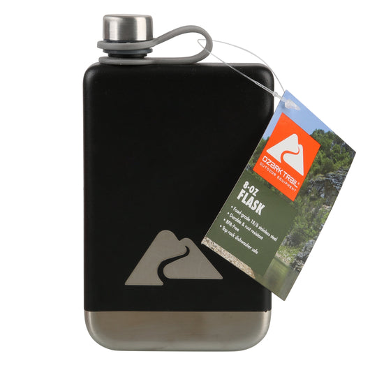 8 oz Stainless Steel Flask - Black, Durable and Versatile for Outdoor Use