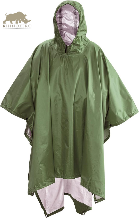 Waterproof Lightweight Reusable Hooded Poncho - Unisex Raincoat for Hiking, Camping, and Emergency Use