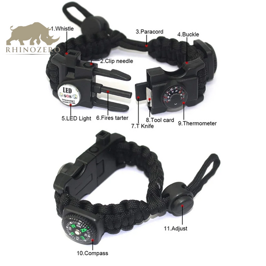 Tactical Emergency Paracord Bracelets Set | Survival Gear with Flint Fire Starter, Whistle, and Compass | Essential Wilderness Survival Kit for Camping and Fishing