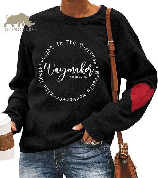 Women's Long Sleeve Pullover Sweatshirt - Waymaker Miracle Worker Casual Loose Top