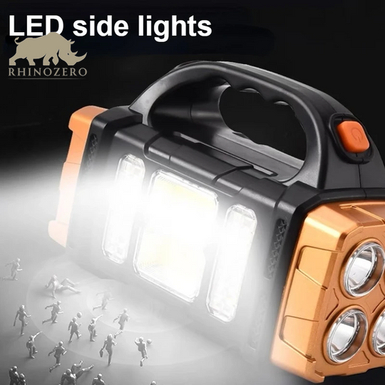 Professional Solar LED Flashlight - Portable, USB Rechargeable, Waterproof COB Torch for Camping and Hiking