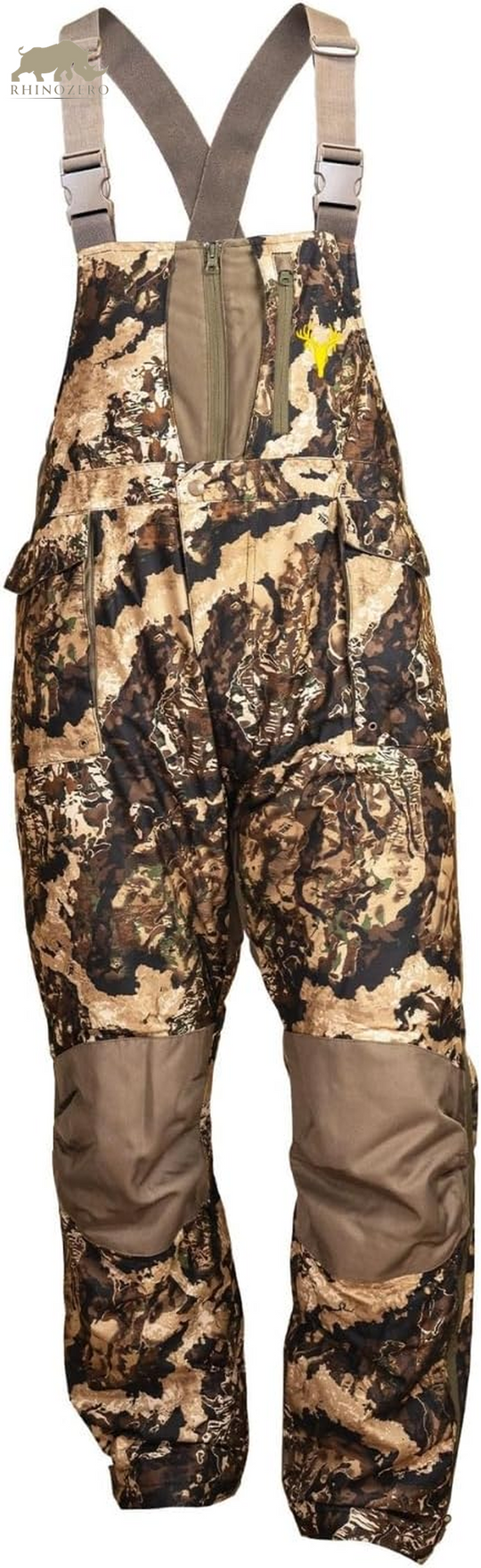 Men's Elite Camo Waterproof Hunting Bibs - Insulated Camouflage Overalls for Cold Weather Conditions