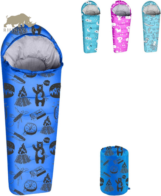 Lightweight Mummy-Style Sleeping Bag for Youth and Kids | Suitable for Indoor and Outdoor Use | Temperature Range: 32°F to 59°F