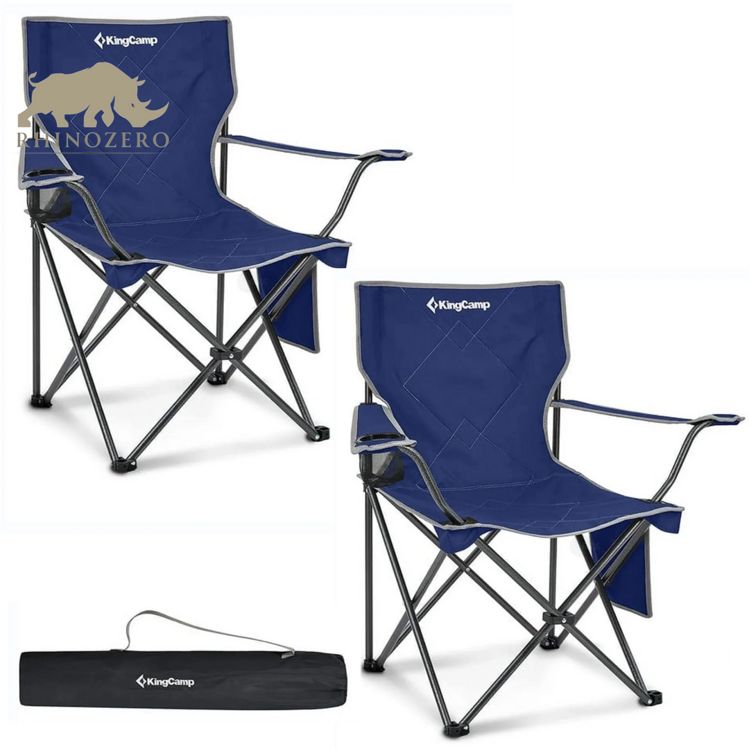 Portable Folding Camping Chair for Adults - Black, Supports Up to 220 lbs