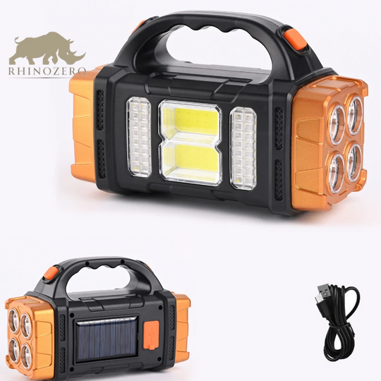 Professional Solar LED Flashlight - Portable, USB Rechargeable, Waterproof COB Torch for Camping and Hiking