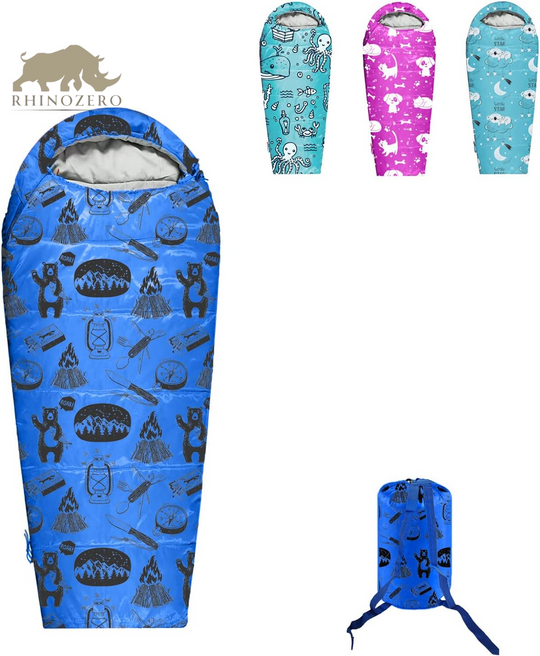 Lightweight Mummy-Style Sleeping Bag for Youth and Kids | Suitable for Indoor and Outdoor Use | Temperature Range: 32°F to 59°F