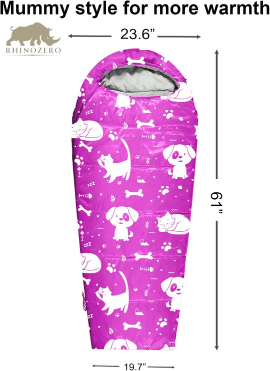 Lightweight Mummy-Style Sleeping Bag for Youth and Kids | Suitable for Indoor and Outdoor Use | Temperature Range: 32°F to 59°F