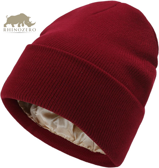 Silk-Lined Satin Beanie for Men and Women - Cuffed Winter Hat for Warmth and Comfort