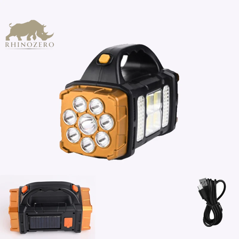 Professional Solar LED Flashlight - Portable, USB Rechargeable, Waterproof COB Torch for Camping and Hiking