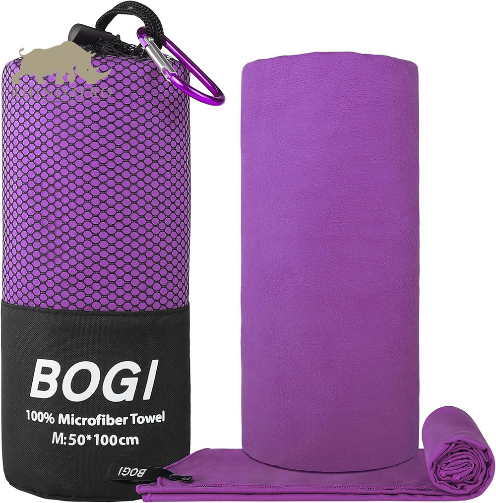 Microfiber Travel Sports Towel - Quick-Dry, Soft, Lightweight, and Absorbent Compact Towel for Camping, Gym, Beach, Bath, Yoga, Swimming, and Backpacking (Medium: 40'' x 20'' - Purple)