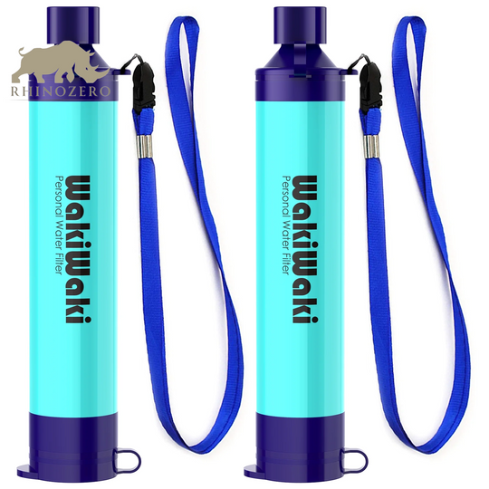 Portable Personal Water Filter Straw - Essential Water Purifier for Hiking, Camping, and Travel (Blue)