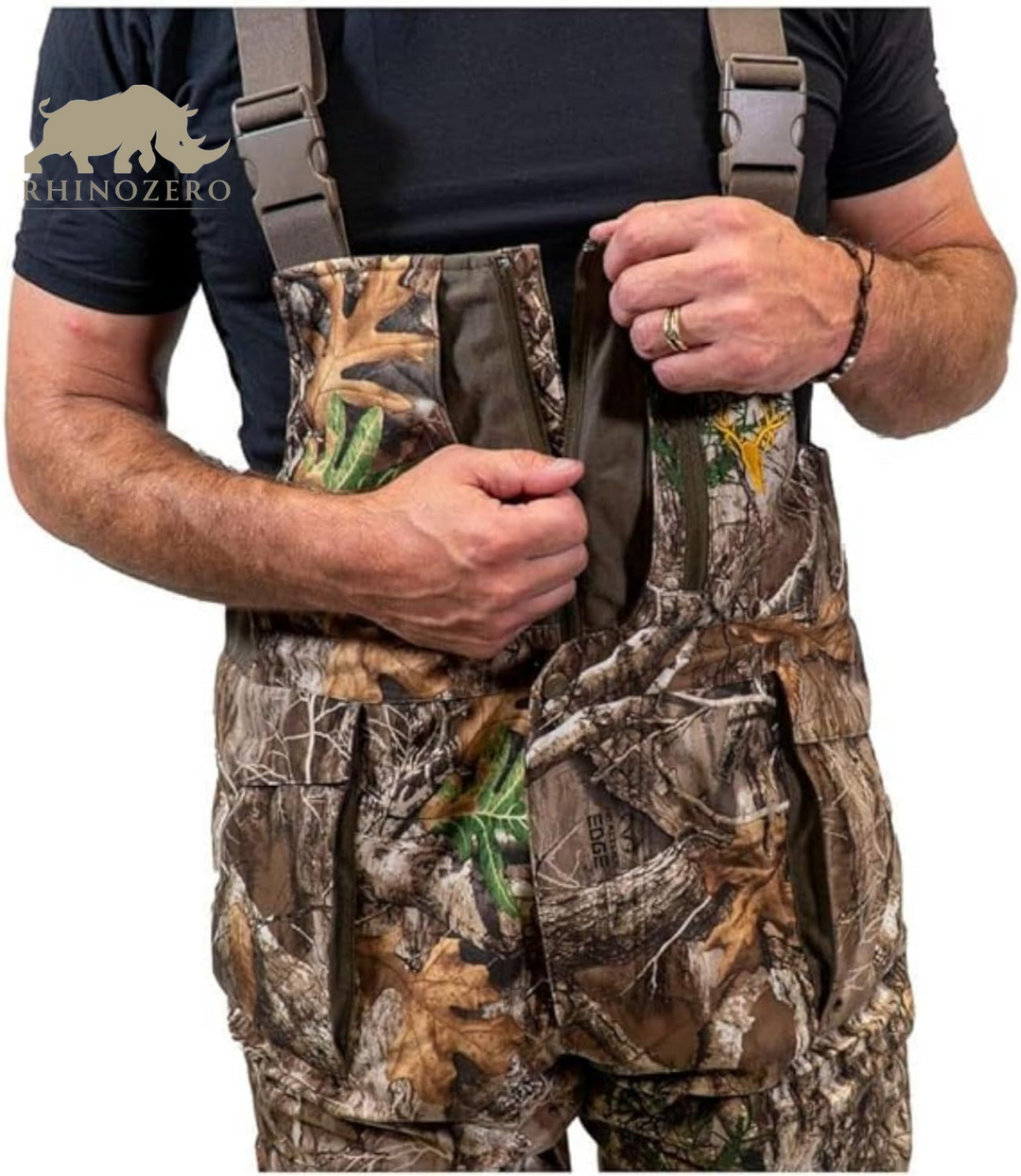 Men's Elite Camo Waterproof Hunting Bibs - Insulated Camouflage Overalls for Cold Weather Conditions