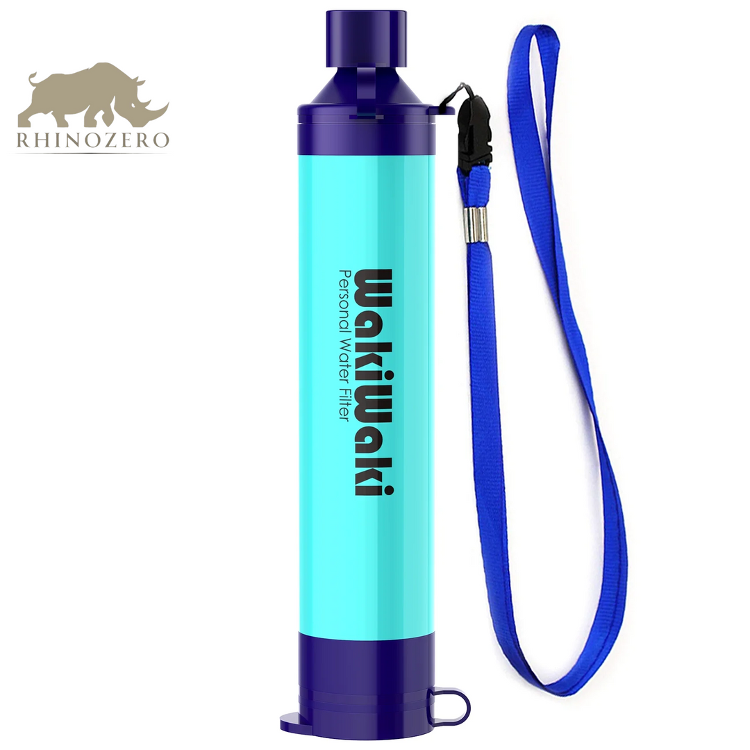 Portable Personal Water Filter Straw - Essential Water Purifier for Hiking, Camping, and Travel (Blue)